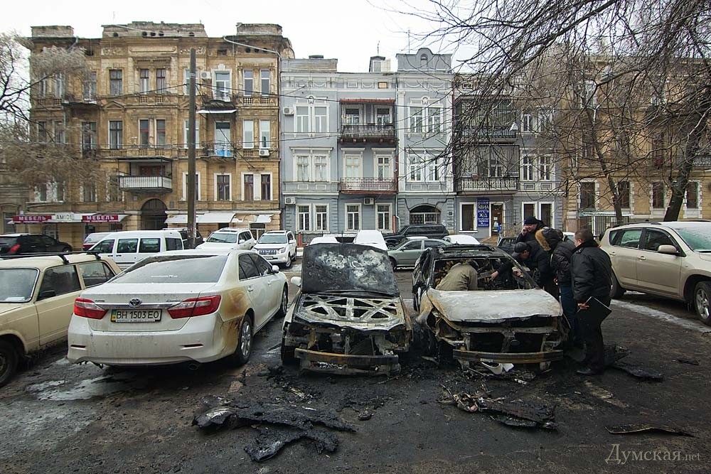Bil i brand Odessa