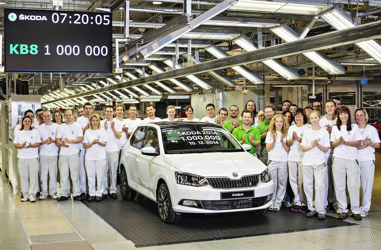 Bil nummer 1.000.000 blev i december fejret i Skoda fabrikken i Mlada Boleslav, som noterer sig en pæn fremgang i 2014 0g 2015 Foto: Skoda