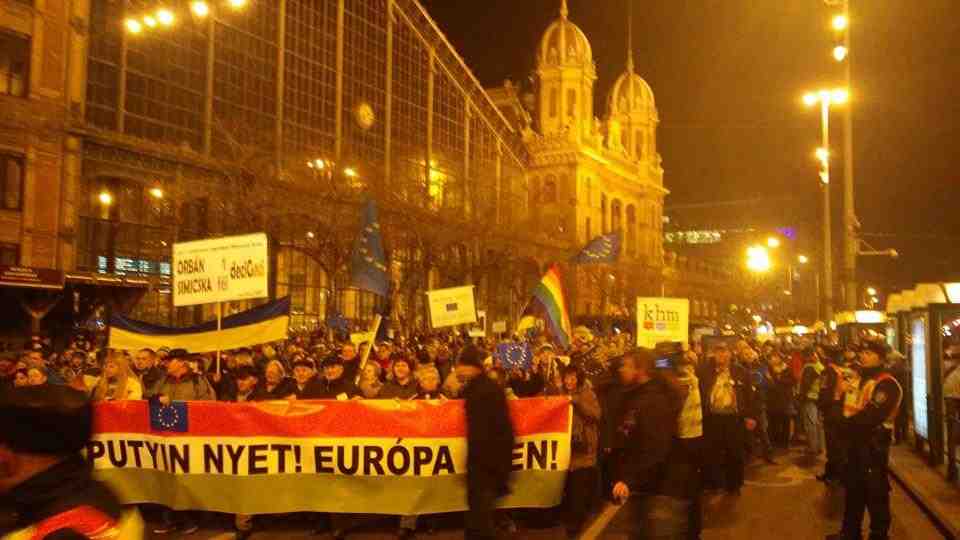 Aftenens demonstration i Budapest  Foto: Human Platform