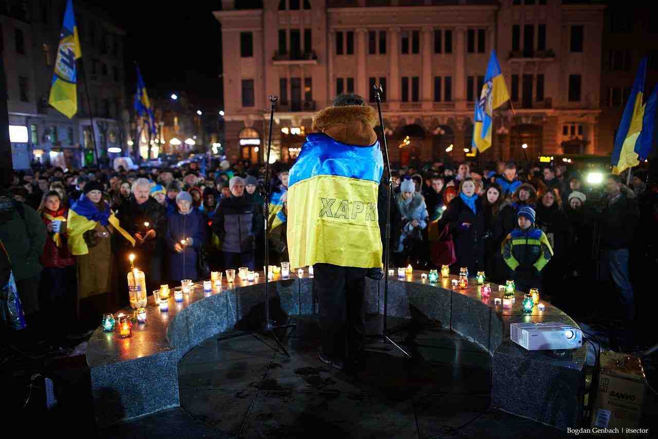 Fra en mindehøjtidelighed i Kharkiv i går  Foto: Kharkiv Today