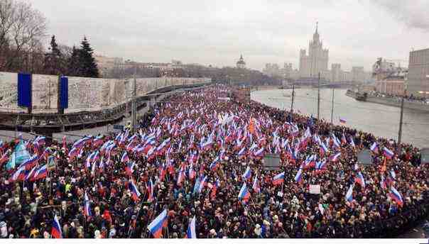 Søndagens optog i Moskva til ære for Nemtsov  Foto: Euromaidan Press