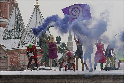 Pussy Riot på Den Røde Plads  Foto: Denis Bochkarev