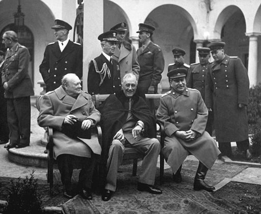 Jalta konferencen i 1945, fra vestre: Churchill, Roosevelt og Stalin