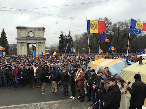 Domonstrationerne i Moldova søndag Foto: FB