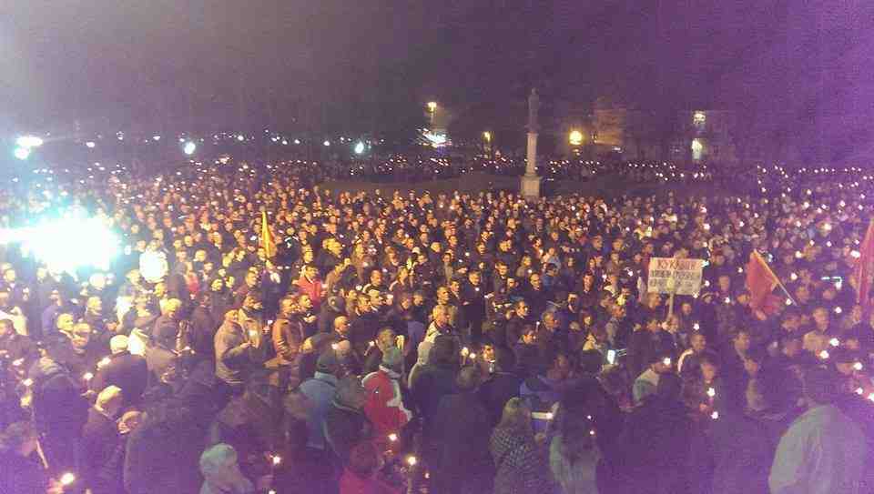 Demonstrationen i Niksic i lørdags Foto: Sloboda Trazi Ljude
