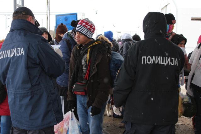Migranter på den serbis-makedonske grænse  Foto: Ota Tiefenböck