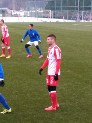 Angriberen Muris Mesanovic scorede Slavias eneste mål imod Levadia. Foto: Jan Ondroušek